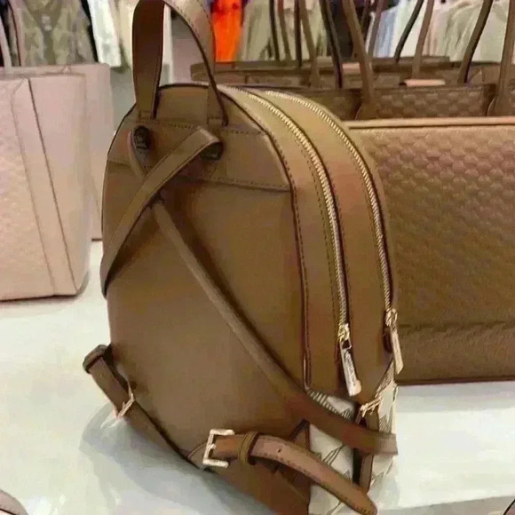 Michael Kors Jaycee Backpack Medium Zip Pocket Mk Signature Luggage Brown main image 5